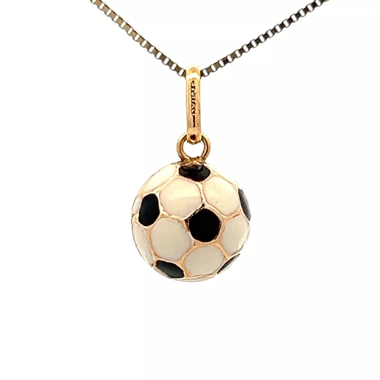 9Ct Yellow Gold 3D Enamel Soccer Ball Charm Pendant
