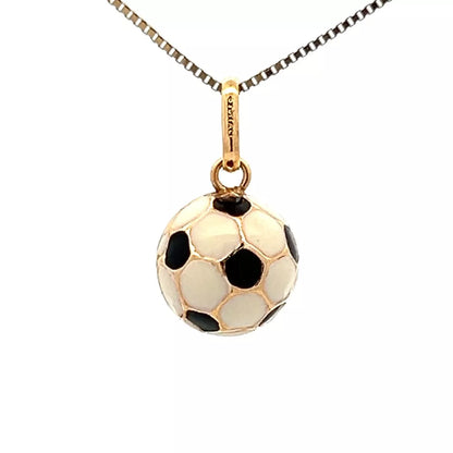 9Ct Yellow Gold 3D Enamel Soccer Ball Charm Pendant