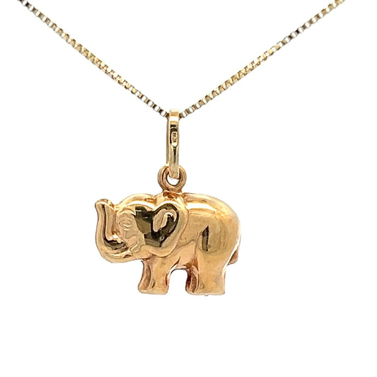 9Ct Yellow Gold Elephant Charm Pendant