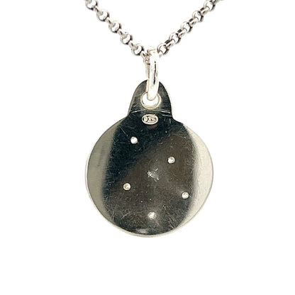 Sterling Silver 925 and Cubic Zirconia Handmade Disc Charm Pendant