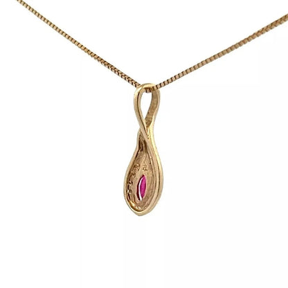 9Ct Yellow Gold Ruby & Diamond Accent Charm Pendant
