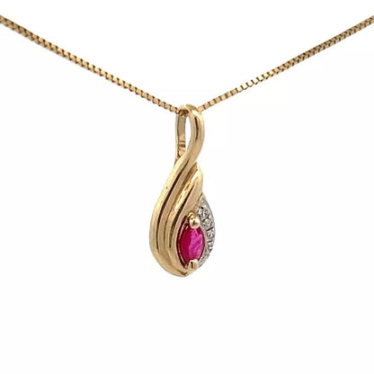 9Ct Yellow Gold Ruby & Diamond Accent Charm Pendant