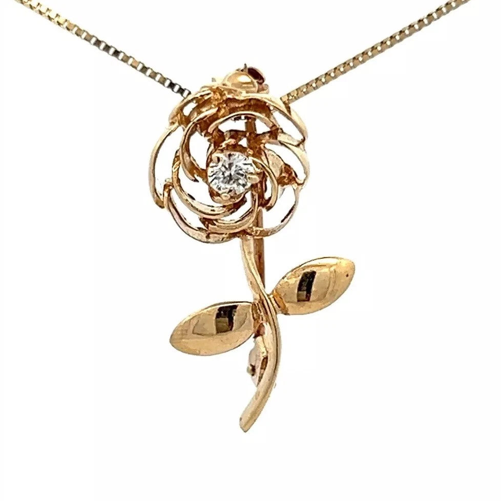9Ct Yellow Gold CZ Accent Flower Brooch