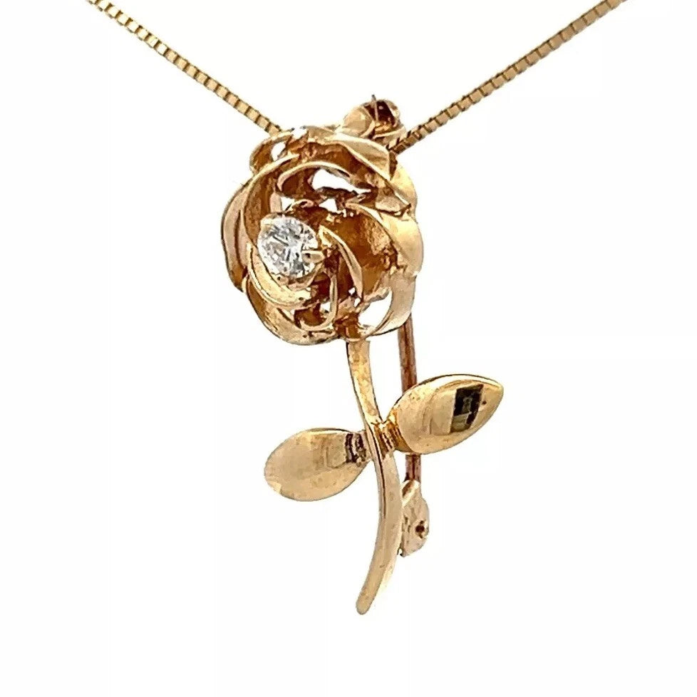 9Ct Yellow Gold CZ Accent Flower Brooch