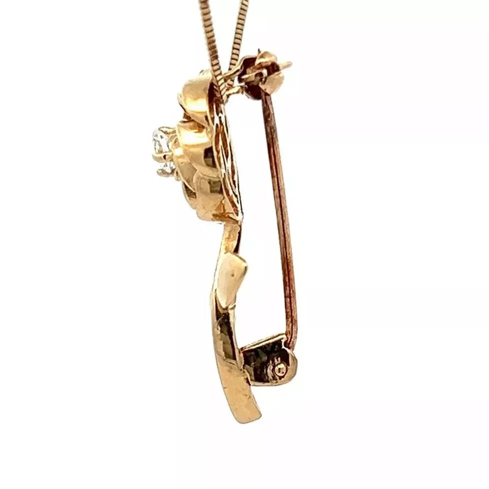 9Ct Yellow Gold CZ Accent Flower Brooch