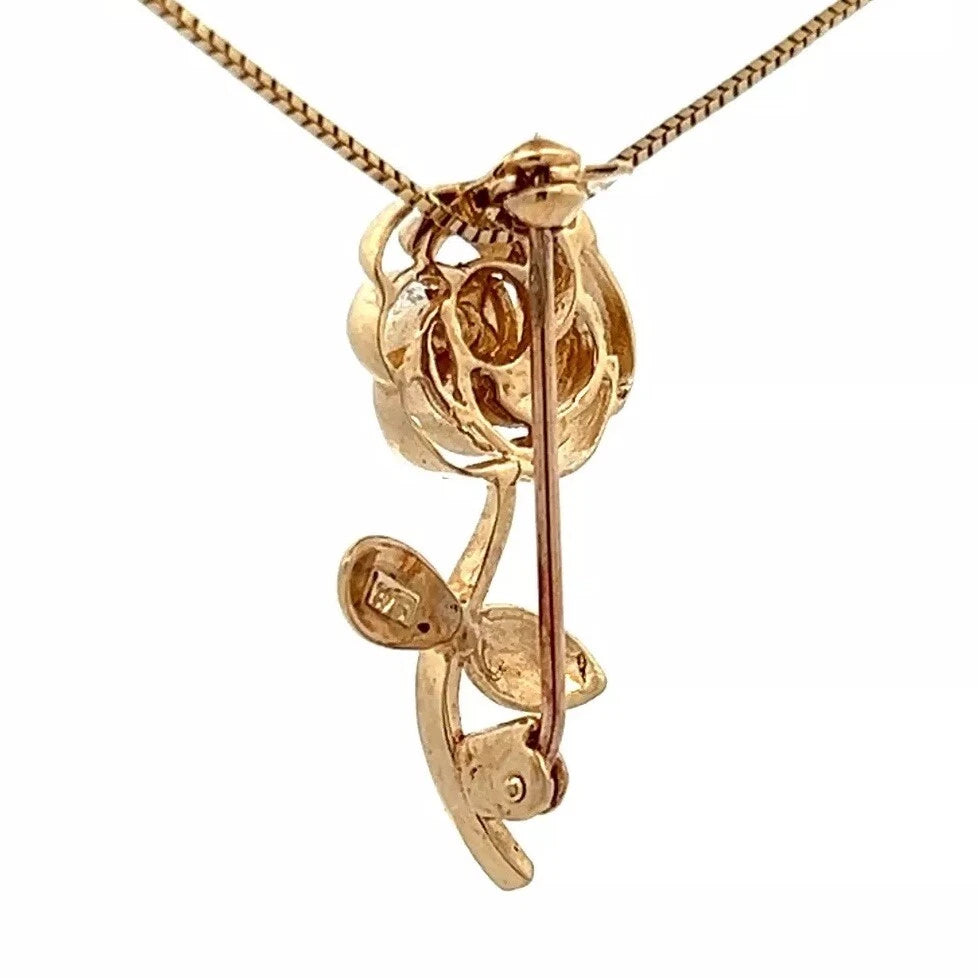 9Ct Yellow Gold CZ Accent Flower Brooch
