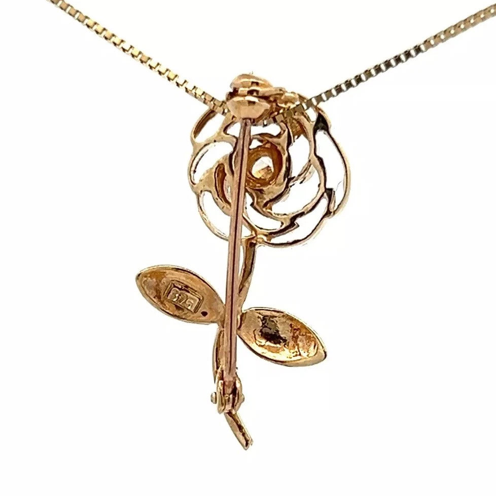 9Ct Yellow Gold CZ Accent Flower Brooch