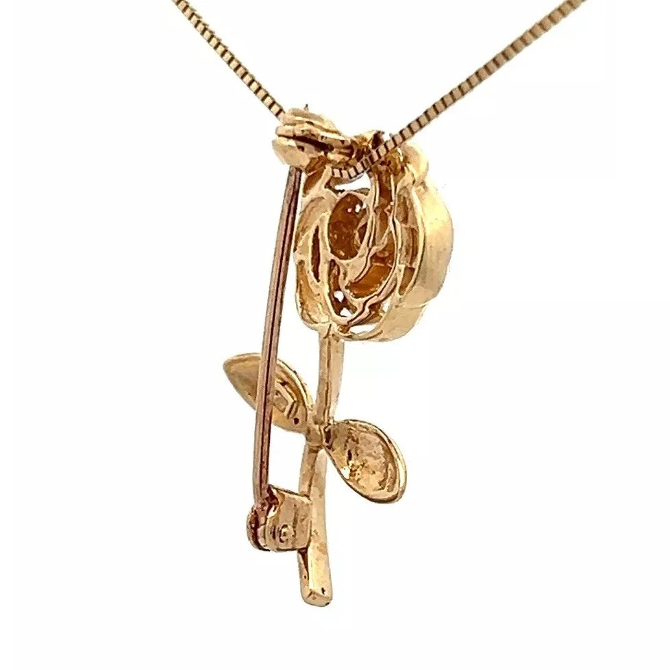 9Ct Yellow Gold CZ Accent Flower Brooch