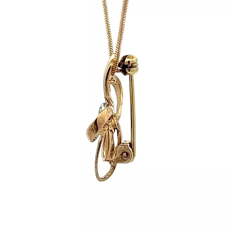 9Ct Yellow Gold Diamond Accent Bow Brooch