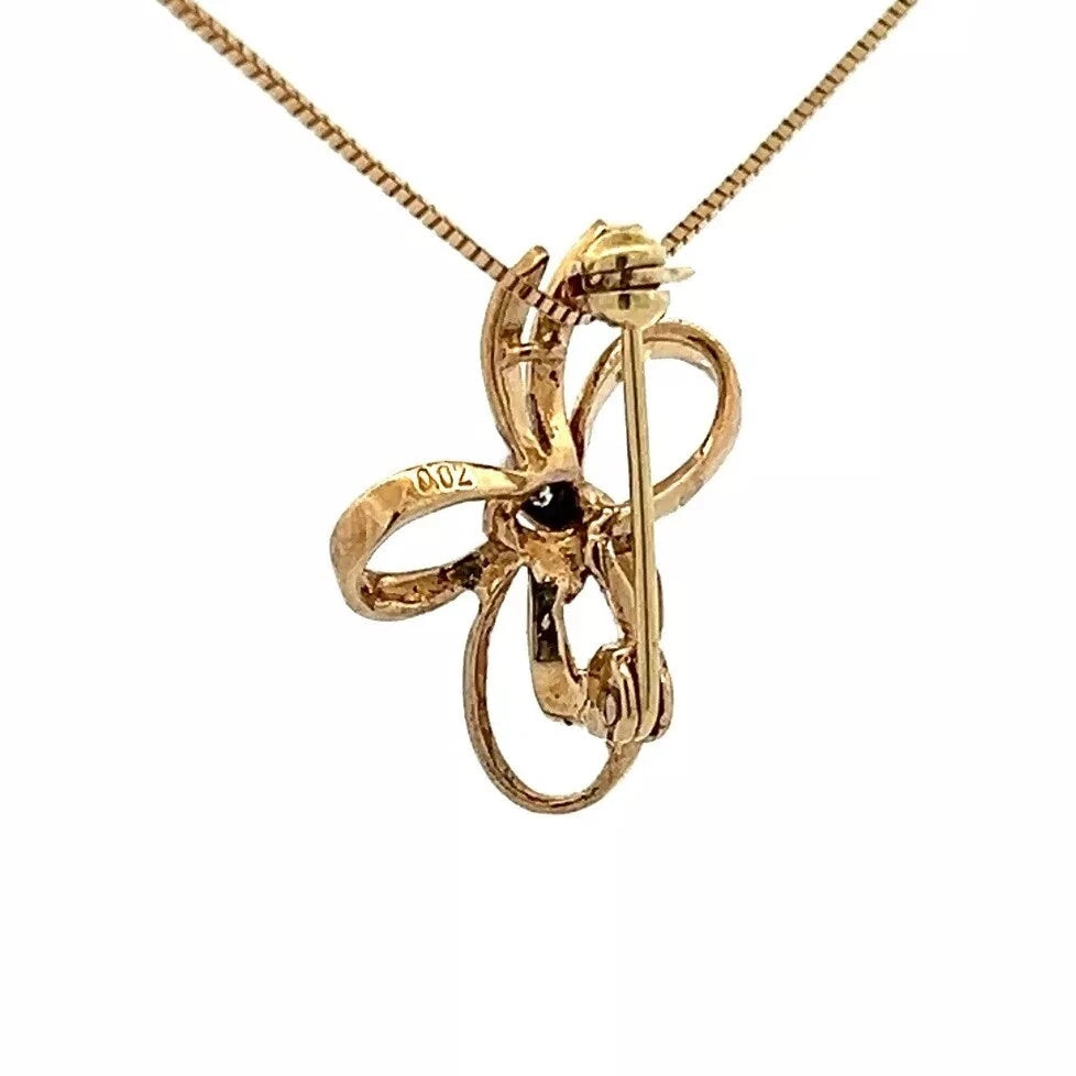 9Ct Yellow Gold Diamond Accent Bow Brooch