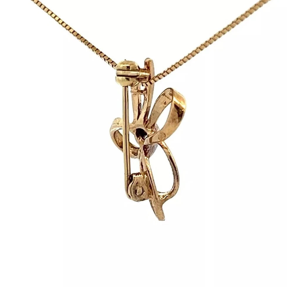 9Ct Yellow Gold Diamond Accent Bow Brooch