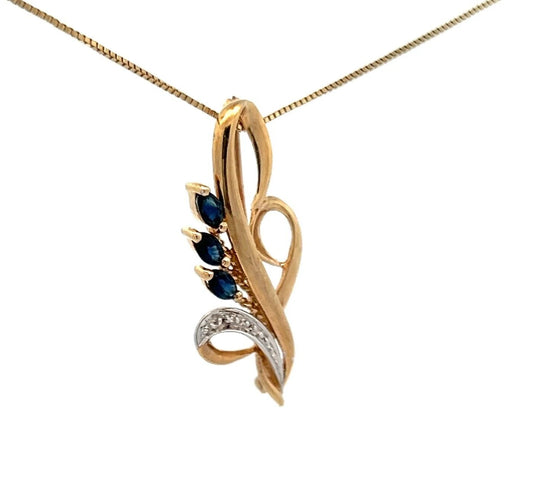 9Ct Yellow Gold Sapphire & Diamond Accent Spray Brooch
