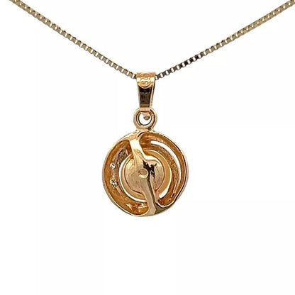 9Ct Yellow Gold Cultured Pearl & Diamond Accent Pendant