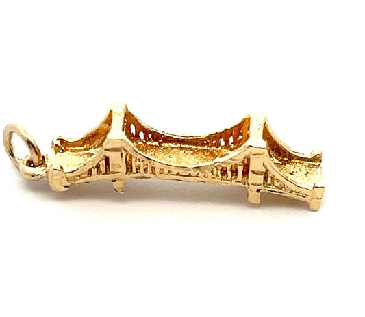 14Ct Yellow Gold Vintage Golden Gate Bridge Charm Pendant