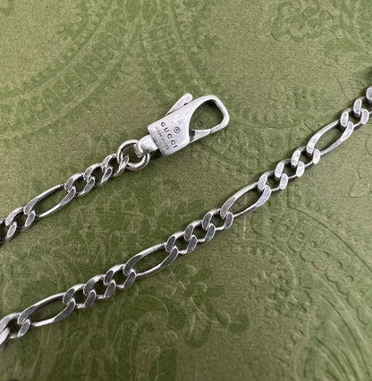 Gucci GG and Bee Engraved Pendant 50cm Necklace - 925 Sterling Silver