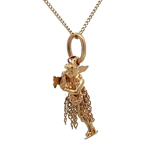 14Ct Yellow Gold Vintage Hawaiian Hula Girl Charm Pendant