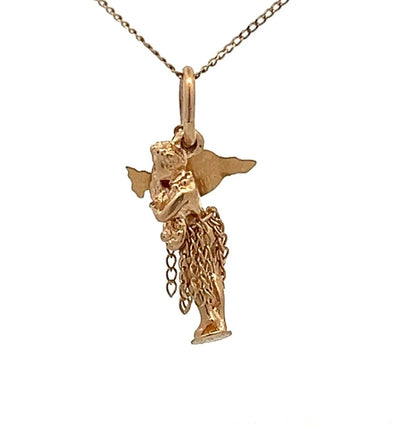 14Ct Yellow Gold Vintage Hawaiian Hula Girl Charm Pendant