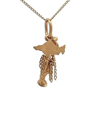 14Ct Yellow Gold Vintage Hawaiian Hula Girl Charm Pendant