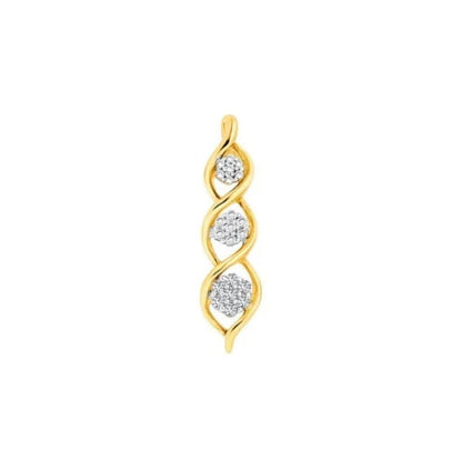 9Ct Yellow Gold 0.12 Carat TW Diamond Triple Swirl Charm Pendant