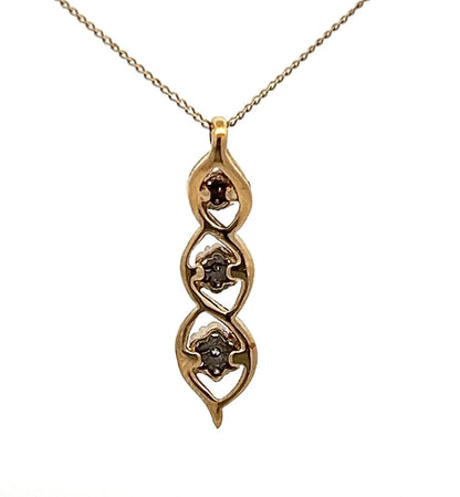 9Ct Yellow Gold 0.12 Carat TW Diamond Triple Swirl Charm Pendant