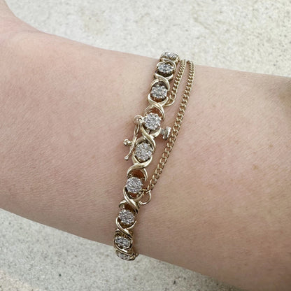 10Ct Yellow Gold .75 Carat TW Diamond 17cm X & O's Tennis Bracelet