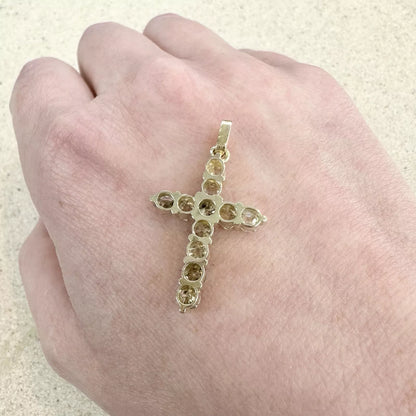 14Ct Yellow Gold 2.20 Ct TW Diamond Set Cross Pendant