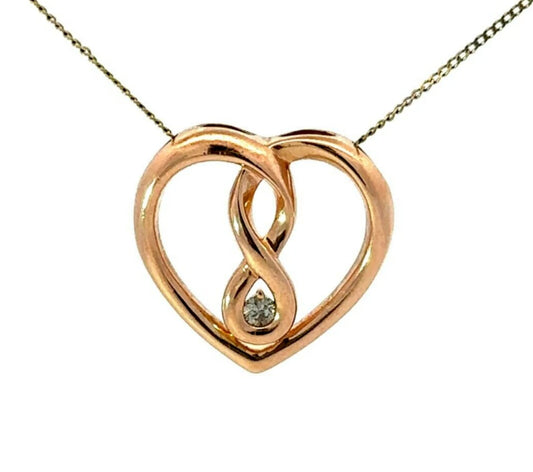 10Ct Yellow Gold 0.05 TW Diamond Set Infinity Heart Pendant