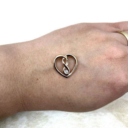 10Ct Yellow Gold 0.05 TW Diamond Set Infinity Heart Pendant