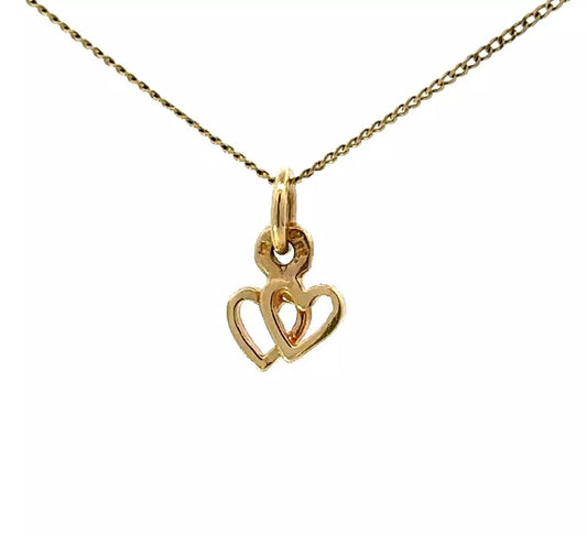 9Ct Yellow Gold Miniature Hearts Charm Pendant