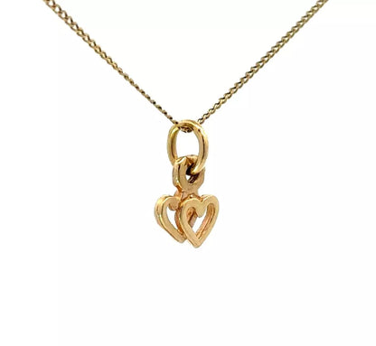 9Ct Yellow Gold Miniature Hearts Charm Pendant