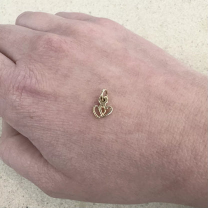 9Ct Yellow Gold Miniature Hearts Charm Pendant