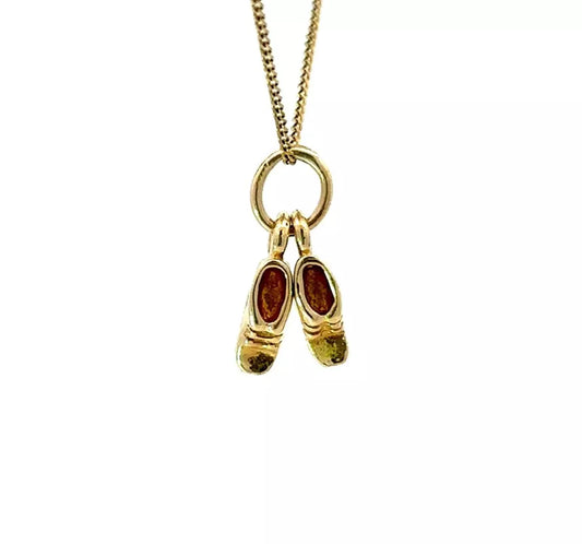 9Ct Yellow Gold Miniature Sneakers Charm Pendant