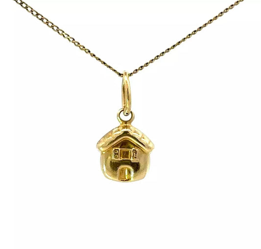 9Ct Yellow Gold Miniature House Charm Pendant