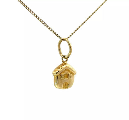 9Ct Yellow Gold Miniature House Charm Pendant