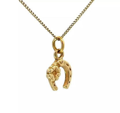 9Ct Yellow Gold Miniature Horseshoe Charm Pendant