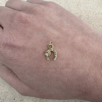 9Ct Yellow Gold Miniature Horseshoe Charm Pendant