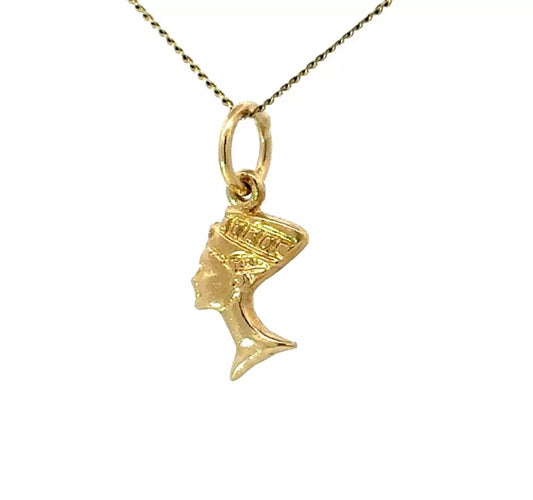 9Ct Yellow Gold Miniature Queen Nefertiti Charm Pendant