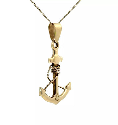 9Ct Yellow Gold Anchor Charm Pendant
