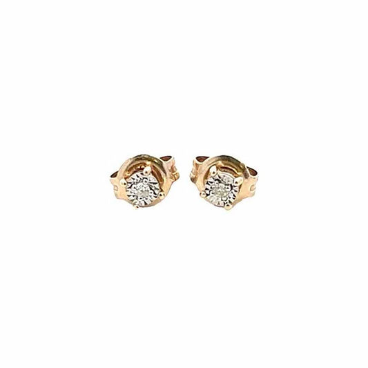 9Ct Yellow Gold .015 Carat TW Diamond Stud Earrings