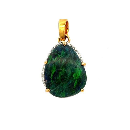 9Ct Yellow Gold Opal & 0.52 Carat TW Diamond Accent Pendant