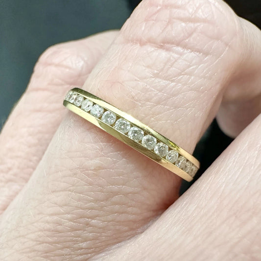 18Ct Yellow Gold Channel Set .50 Carat TW Diamond Full Eternity Ring Sz M