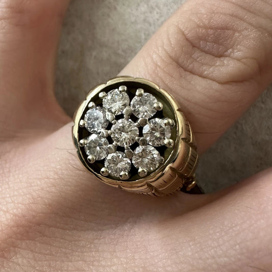 14Ct Yellow Gold 1.50 Carat TW Diamond Hinged Men's Ring Sz S1/2 WITH VALUATION
