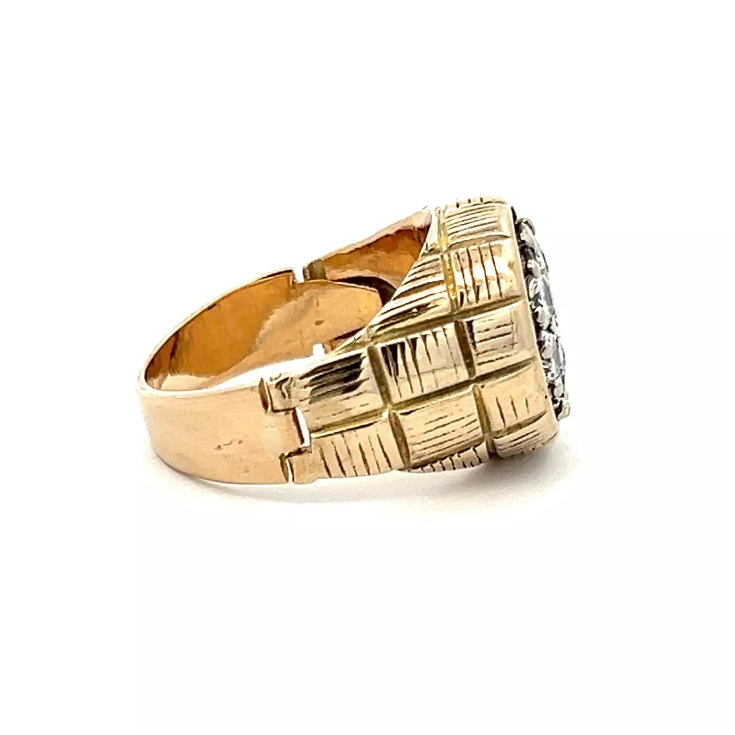14Ct Yellow Gold 1.50 Carat TW Diamond Hinged Men's Ring Sz S1/2 WITH VALUATION