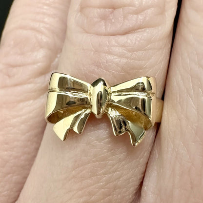 9Ct Yellow Gold Bow Band Ring Sz K