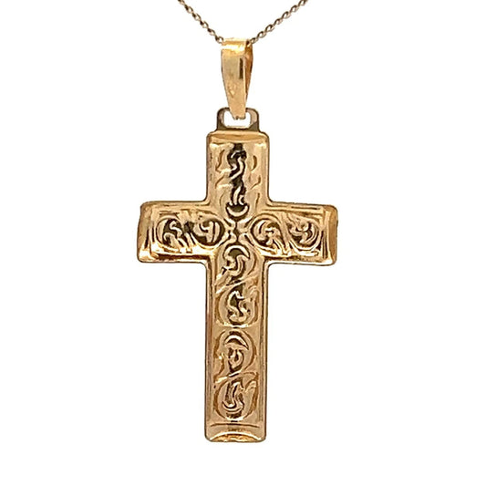 14Ct Two-Toned Gold Detailed Crucifix Pendant