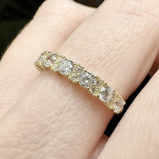 9Ct Yellow Gold 1/2Ct TW Diamond Simulant Band Ring Sz O