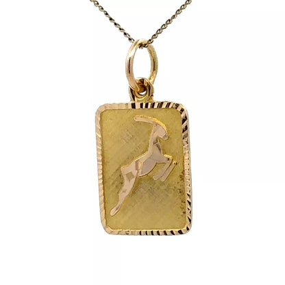 18Ct Yellow Gold Vintage Capricorn Zodiac Medallion Charm Pendant