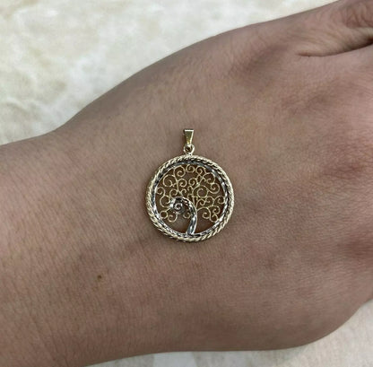 9Ct Two-Toned Gold Tree of Life Charm Pendant