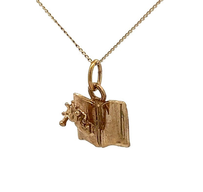 9Ct Yellow Gold Vintage Bookworm Charm Pendant