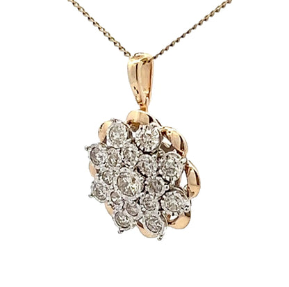 9Ct Yellow Gold Miracle Set .34 Carat TW Diamond Snow Flake Pendant